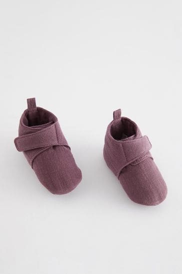 Mauve Purple Muslin Wrap Baby Boots 0 2mths