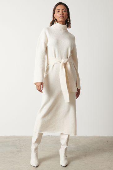 Buy Pretty Lavish Cream Wrenley Midaxi Knitted Jumper Dress from