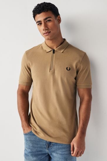 Fred Perry Stone Zip Neck Polo Shirt
