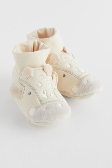 Neutral Giraffe Sensory Sock Top Baby Shoes (0-2mths)