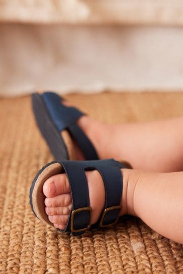 Navy Blue Baby Double Touch Fastening Strap Corkbed Sandals 0 24mths