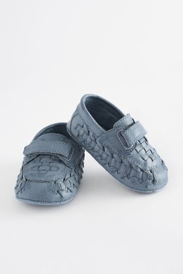 Blue Woven Baby Loafers (0-24mths)