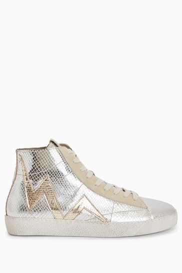 AllSaints Gold Tundy Bolt Met High Trainers