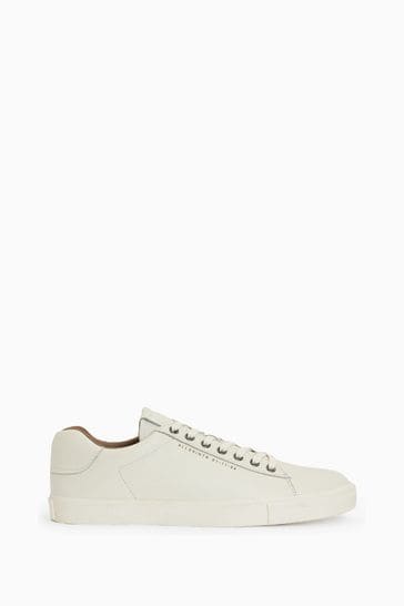AllSaints White Brody Leather Low Top Trainers
