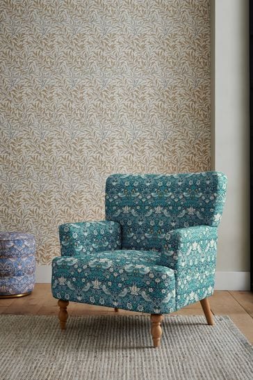 Clarke & Clarke William Morris Strawberry Thief Teal Aurelio Accent Chair