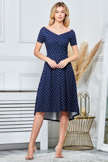 Buy Jolie Moi Blue Fit Flare Pleated Ponte Midi Dress from Next