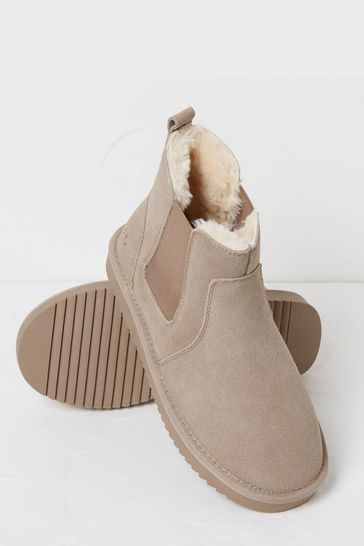 Buy FatFace Natural Mabel Suede Slipper Boots from Next Turkey