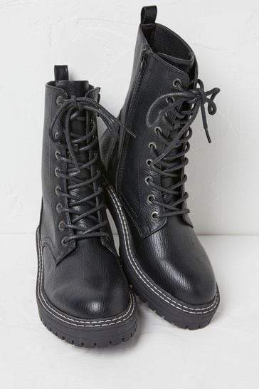 Buy FatFace Black Violet Mid Chunky Lace Up Boots from Next Luxembourg