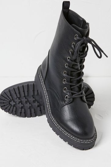 Buy FatFace Black Violet Mid Chunky Lace Up Boots from Next Turkey