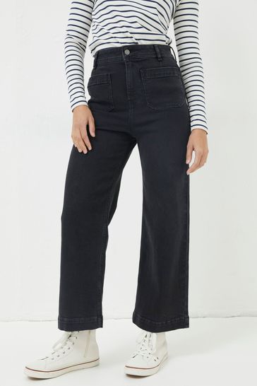 Wide leg cropped jeans black 2025