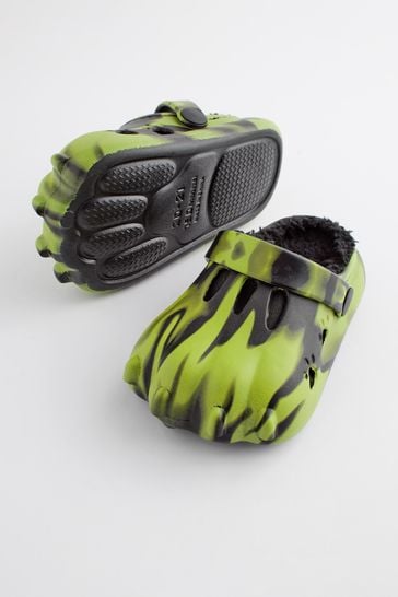 Lime green fur online lined crocs
