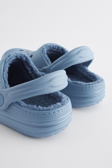 Buy Pale Blue Faux Fur Lined Clog Slippers from Next Ireland