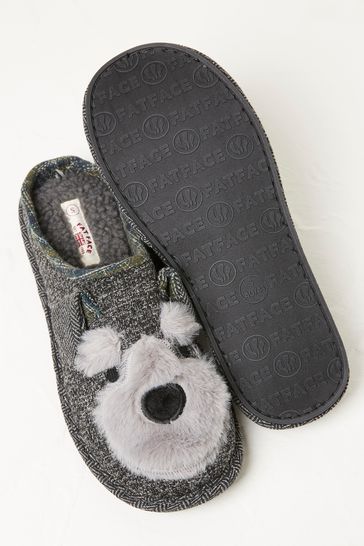 FatFace Grey Archie Scotty Dog Slippers