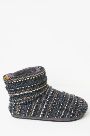 Buy FatFace Grey Matthew Knit Slipper Boots from Next Denmark