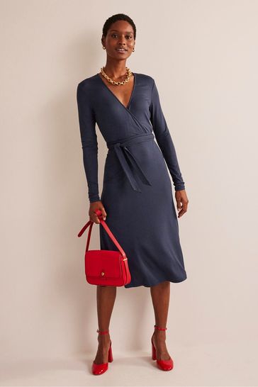 Boden navy wrap sales dress