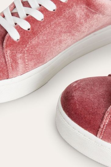 Boden Pink Velvet Flatform Trainers