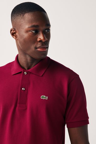 Burgundy lacoste shirt deals
