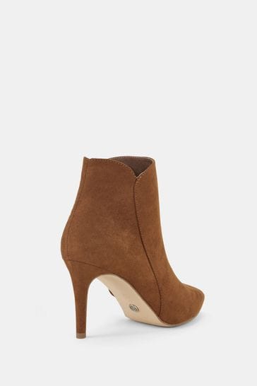 Novo Brown Regular Fit Delmont Point Mid Heel Stiletto Ankle Boots
