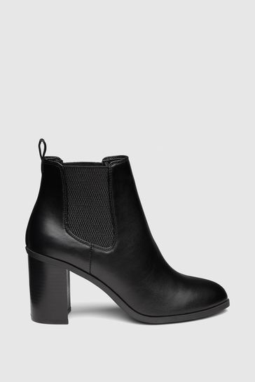 Novo Black Wide Fit Kristeenie Block Heel Chelsea Boots