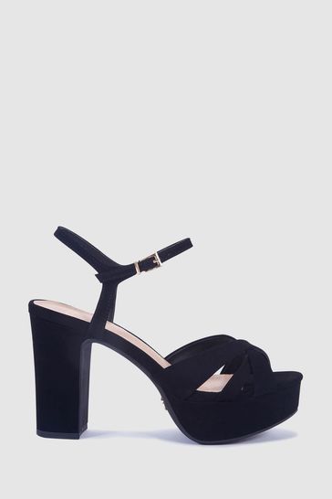 Black strappy heels with platform sale