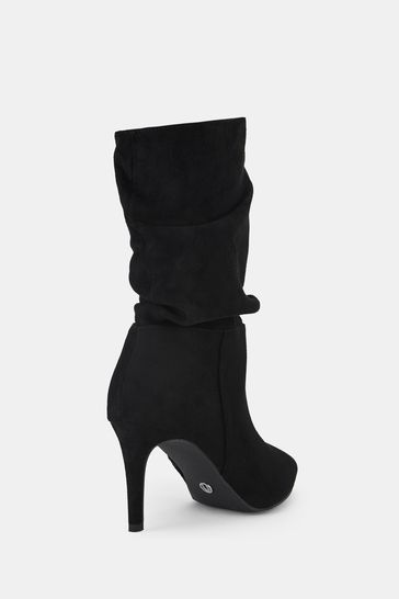 Black ruched ankle boots discount