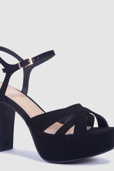 Black platform outlet block heels