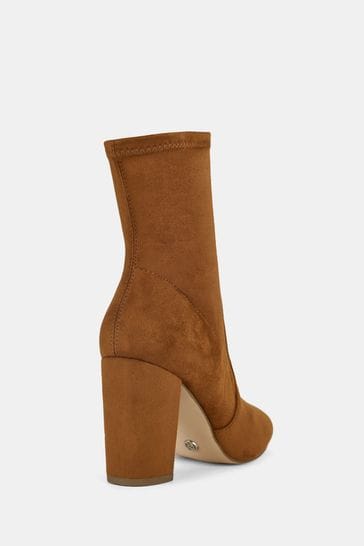 Buy Novo Brown Wide Fit Kellan Block Heel Sock Ankle Boots from