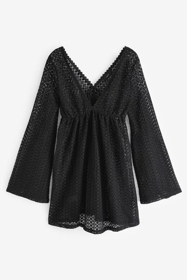 Buy Black Crochet Lace Beach Cover Up Kaftan from Next Bahrain