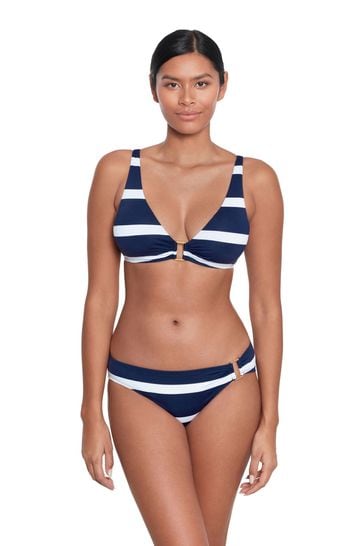 Lauren Ralph Lauren Blue Mariner Stripe Ring Front Bikini Bottoms