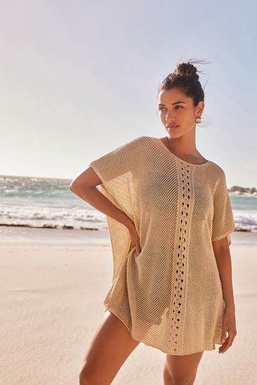 Buy Gold Sparkle Overhead Knitted Cover Up from Next Ireland