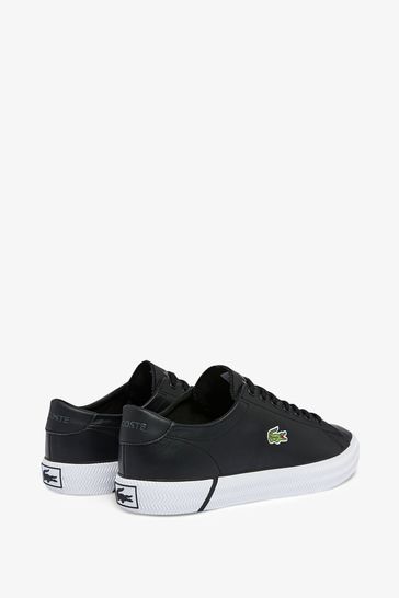 Lacoste black leather trainers best sale