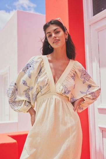 Blue outlet cream dress