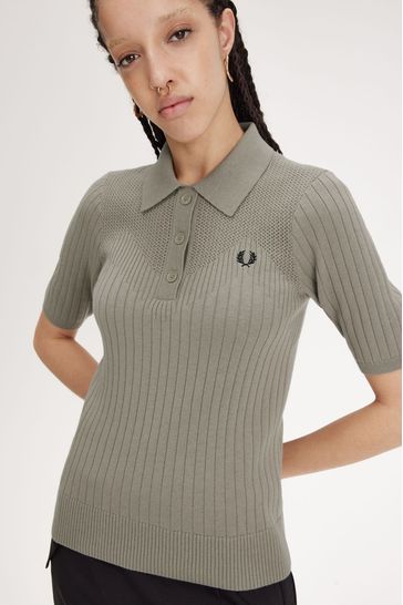 Buy Fred Perry Beige Ponitelle Detail Knitted Polo Shirt from Next Austria