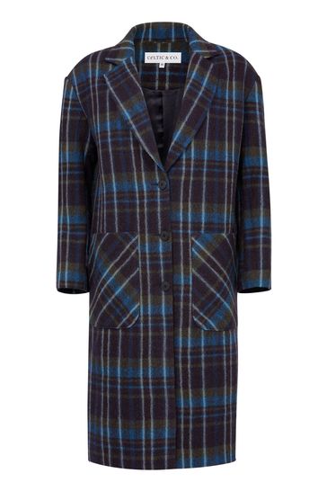 Blue knee shop length coat