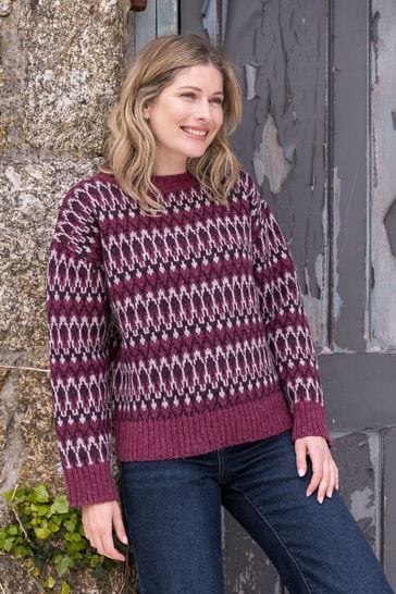 Celtic & Co. Purple Fair Isle Crew Neck Jumper