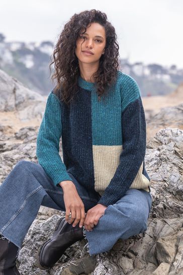 Celtic & Co. Blue Donegal Colourblock Jumper