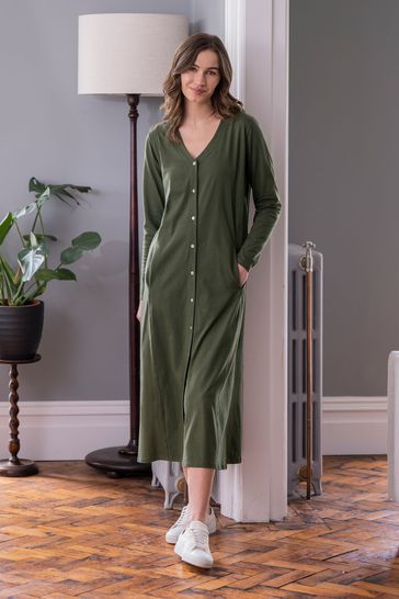 Midi dress with buttons down the front discount
