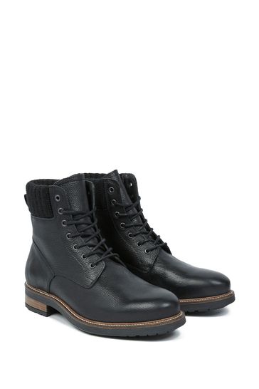 Buy Celtic Co. Mens Knitted Cuff Lace Up Black Boots from the