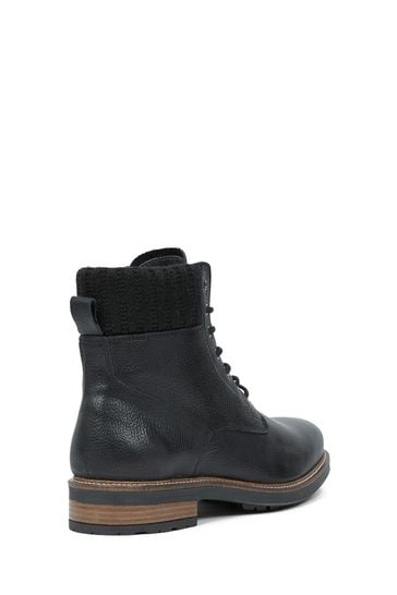 Buy Celtic Co. Mens Knitted Cuff Lace Up Black Boots from the