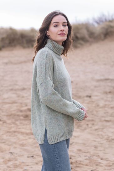 Celtic & Co. Grey Slouch Roll Neck Jumper