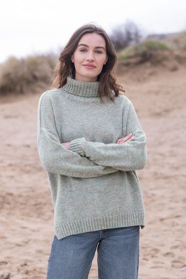 Buy Celtic Co. Grey Slouch Roll Neck Jumper from Next Luxembourg
