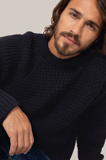 Celtic Co. Mens Cream Waffle Stitch Crew Jumper