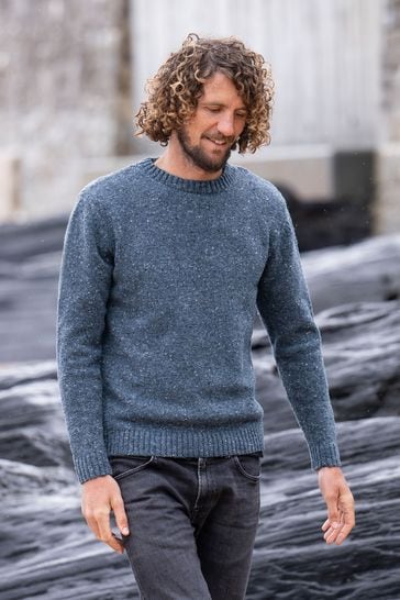 Suéter gris con cuello redondo para hombre Donegal de Celtic & Co.