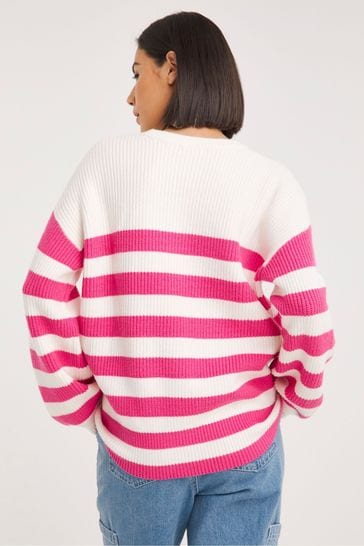 Pink and white striped jumper on sale