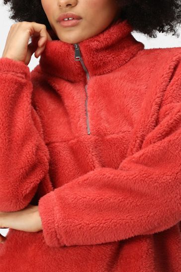 Half zip fluffy jacket sale