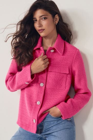 Pink boucle jacket uk online