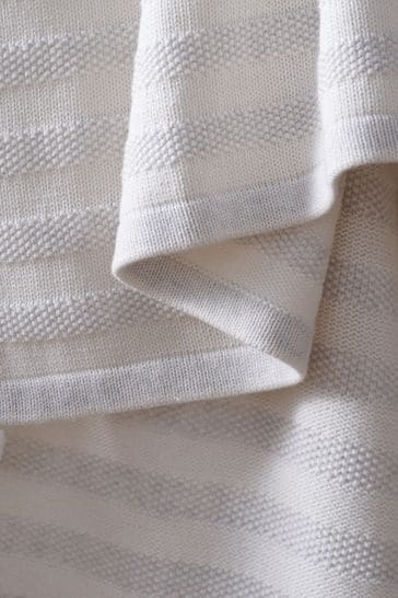 The White Company Pink Stripe Cotton Cashmere Baby Blanket
