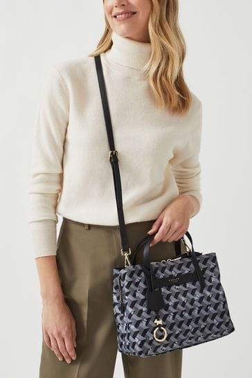 Radley London Grey Finsbury Park Geo Dog Medium Zip Top Multiway Bag