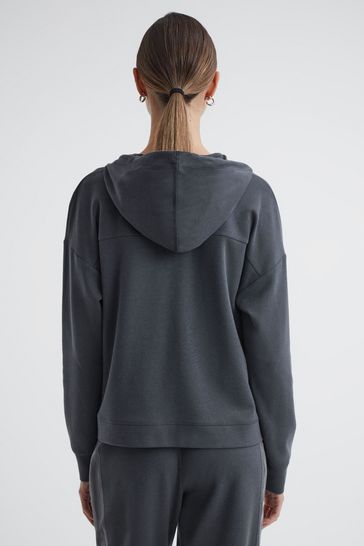 Buy Reiss Charcoal Penny Hybrid Zip Through Hoodie from Next USA