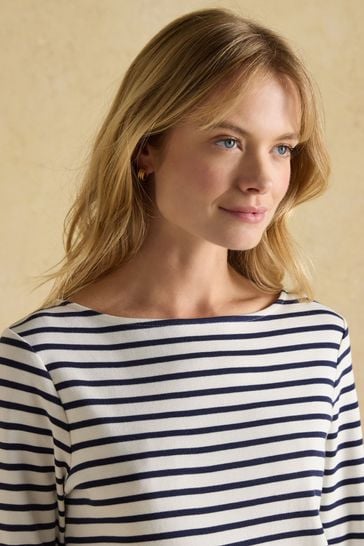 Buy Joules New Harbour Cream \u0026 Navy Striped Boat Neck Breton Top from Next  USA